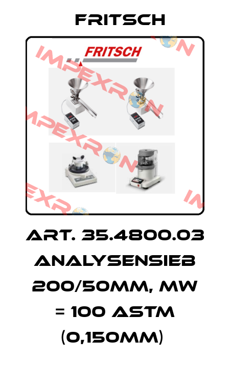 ART. 35.4800.03        ANALYSENSIEB 200/50MM, MW = 100 ASTM (0,150MM)  Fritsch