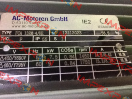 Type FCA 132 M-4/HE  AC Motoren